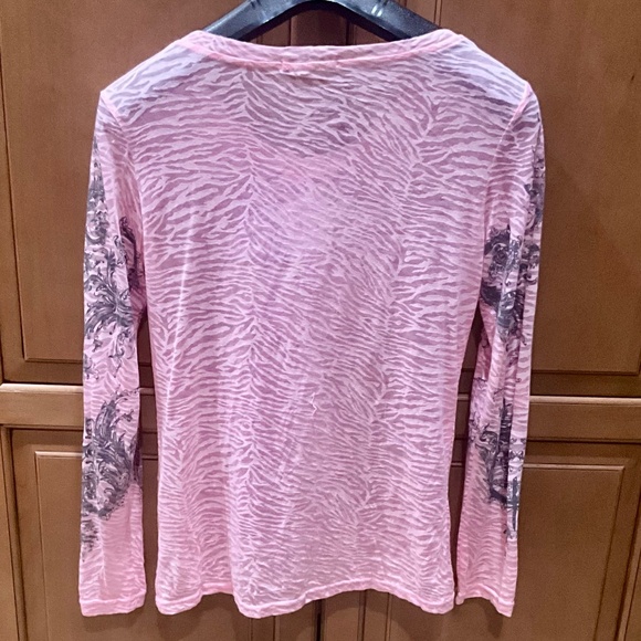 Pink Long Sleeve Cross PulloverTop sz M see measurements - Picture 2 of 6